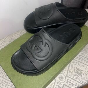 Gucci Platform Black Slide Sandals